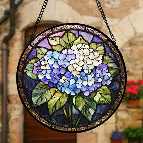 DASTOLL stained glass panel with metal chain for easy hanging