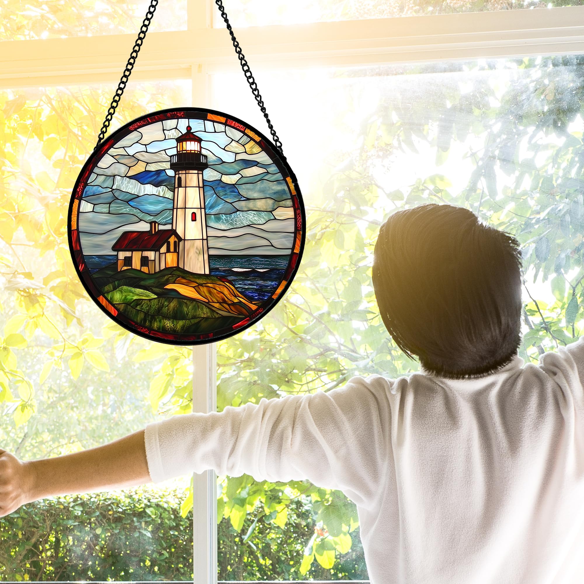 DASTOLL metal chain hanging suncatcher—easy installation on windows, doors, or walls.