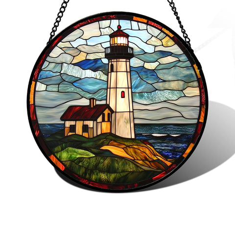 DASTOLL Ocean Lighthouse sun catcher window—coastal hues brighten spaces when sunlight streams through.