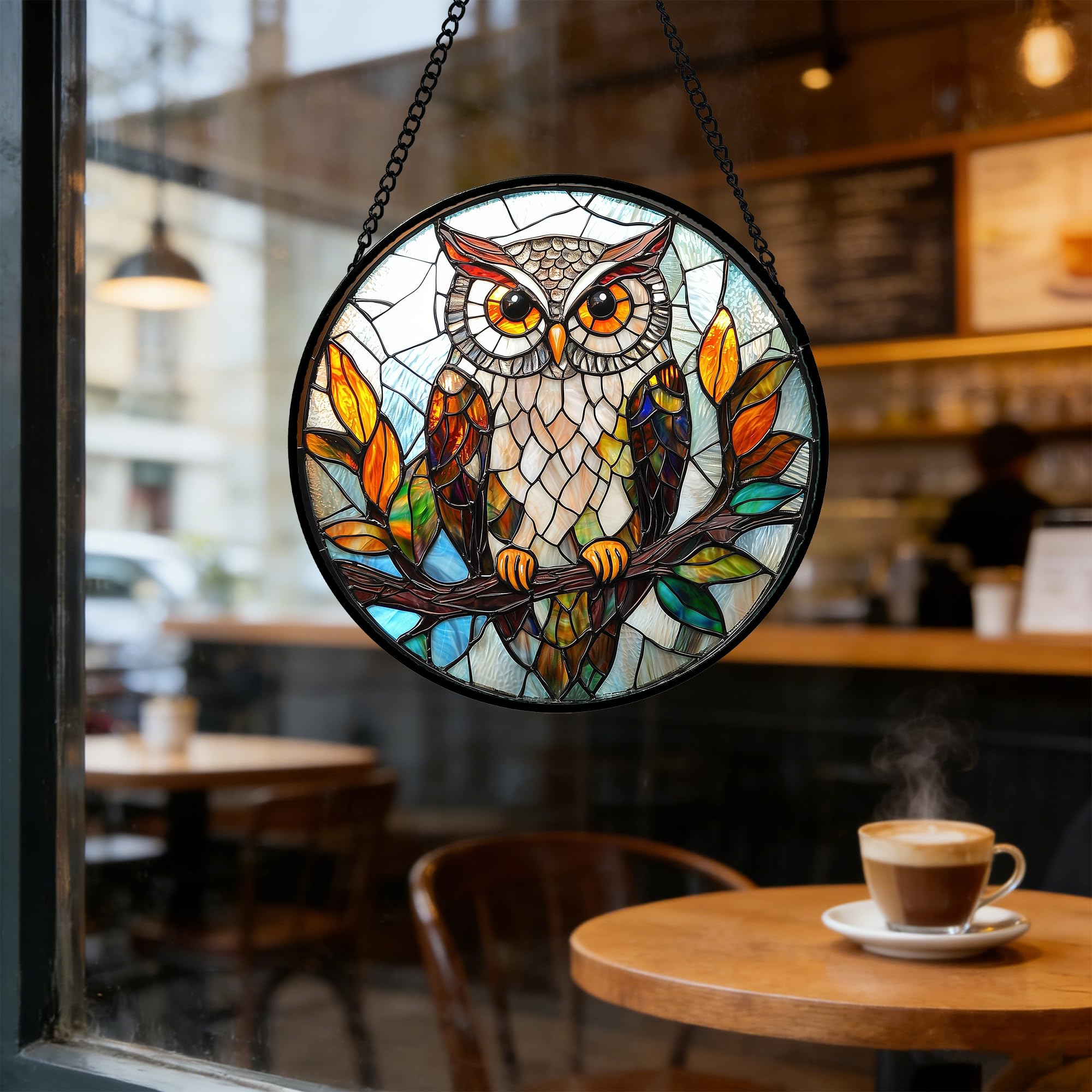 DASTOLL owl stained glass decor suitable for living spaces