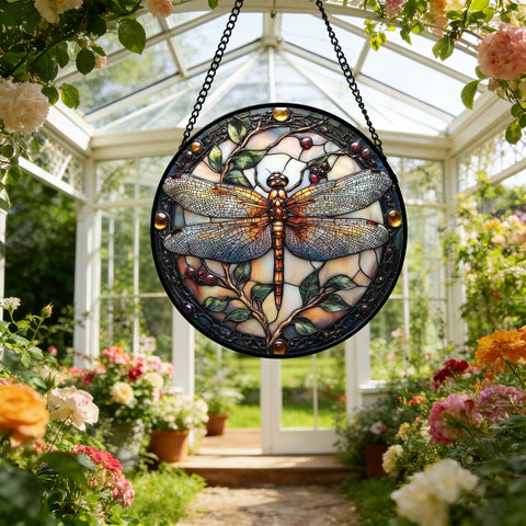 DASTOLL plant-inspired dragonfly suncatcher for colorful interiors