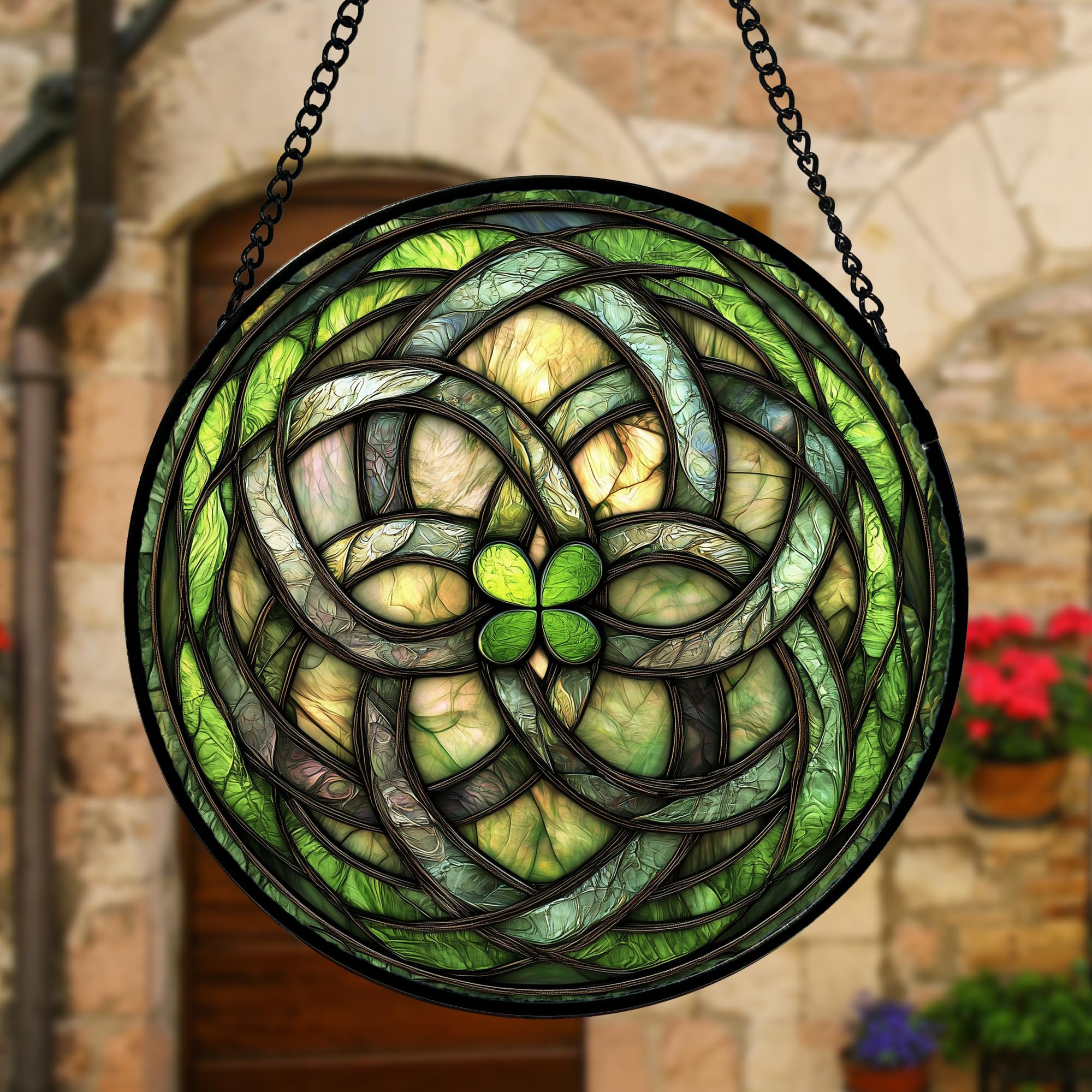 DASTOLL stained glass decor hangs easily on walls or porches