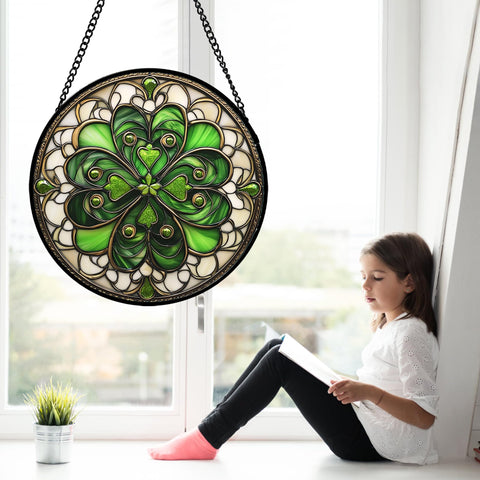 DASTOLL double-sided stained glass panel adds depth and sparkle to any window.