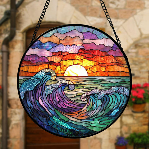 DASTOLL stained glass window decor adds warm multi-hued light to spaces
