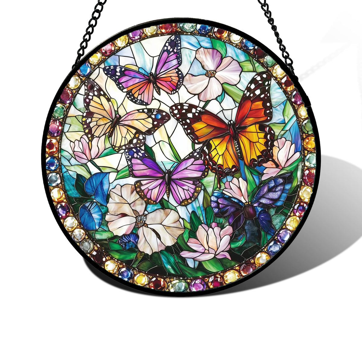 DASTOLL butterfly sun catcher glows with vibrant colors when sunlight passes through