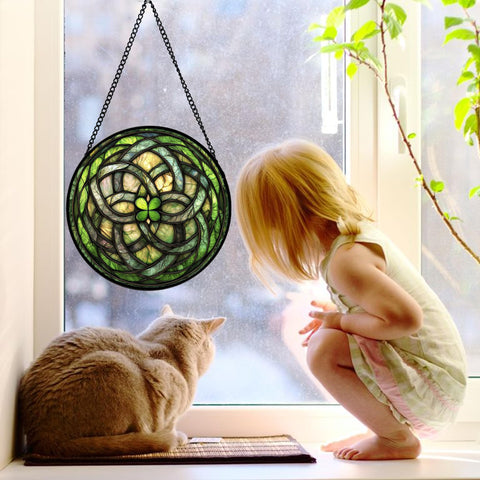 DASTOLL stained glass window panel adds vibrant tones to any room.