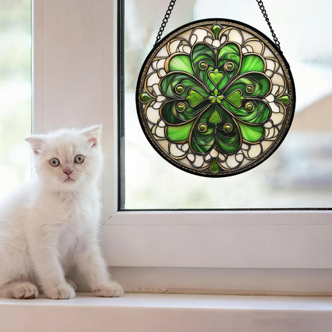 DASTOLL stained glass window hanging features two-sided light for vibrant decor.