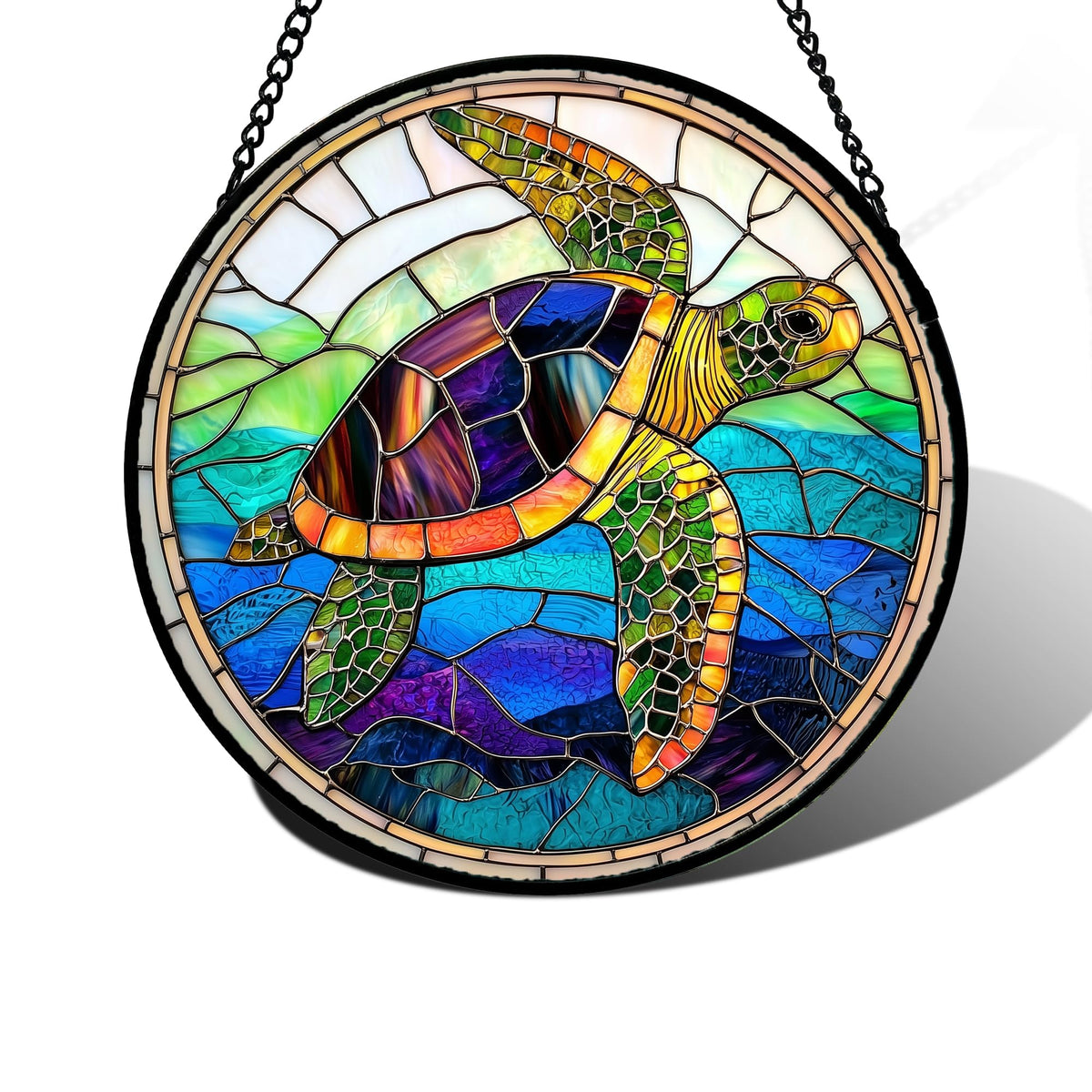 DASTOLL stained glass turtle ocean suncatcher brightens windows with vibrant colors