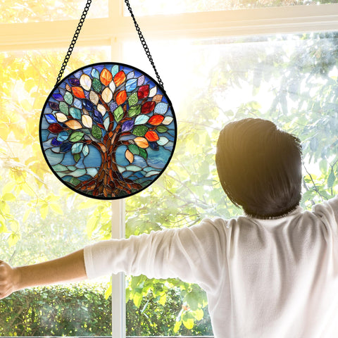 DASTOLL sun catcher hanging indoors adds color and warm glow.