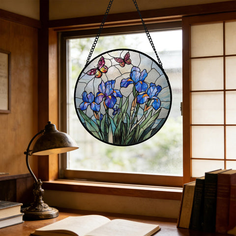 DASTOLL butterfly iris glass decor brightens windows and porches