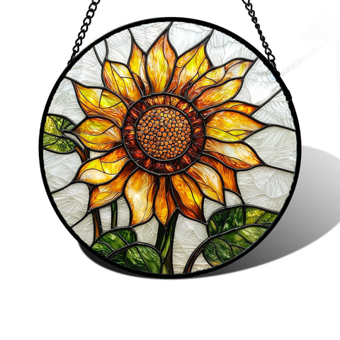 DASTOLL sunflower suncatcher adds vibrant color to sunlit windows.