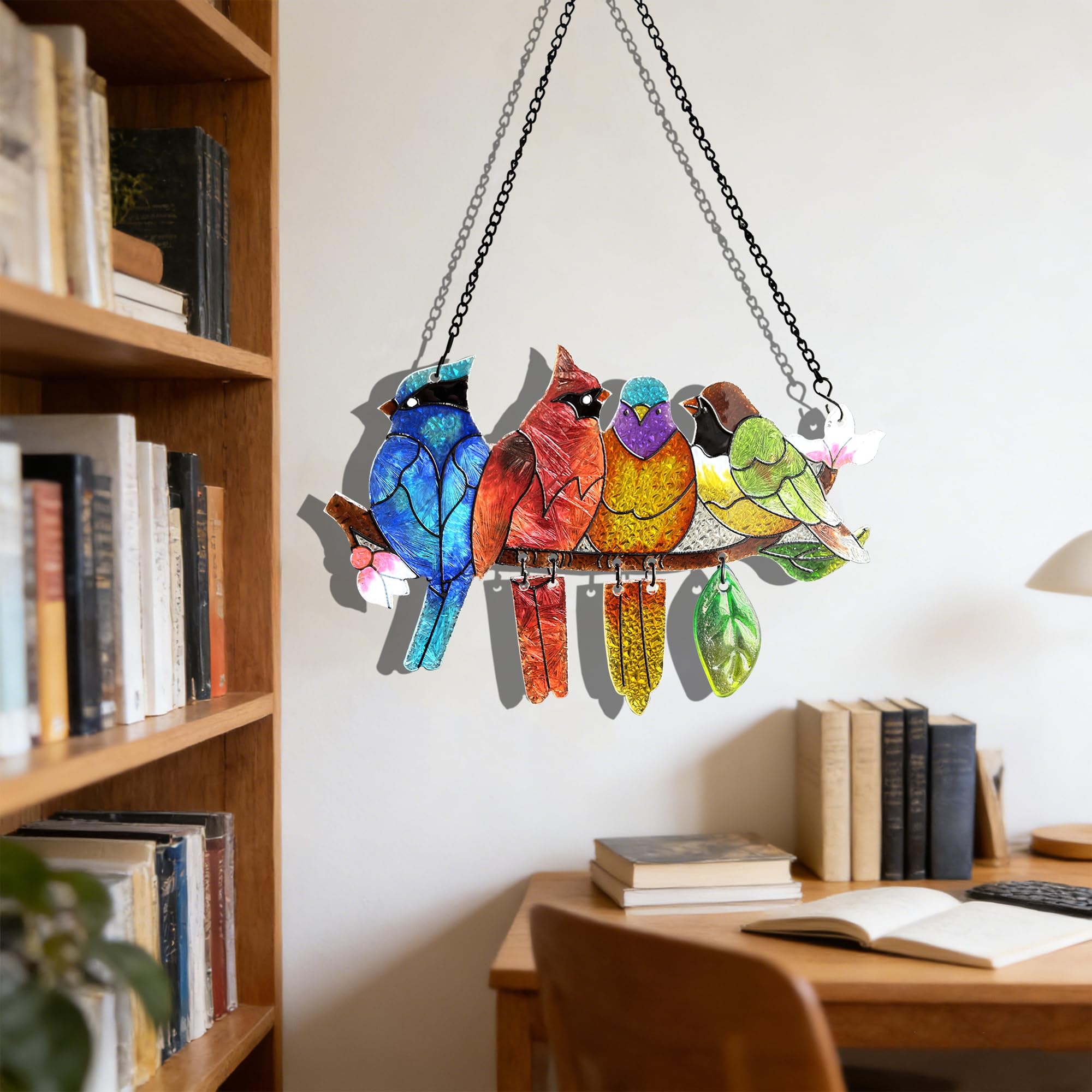 DASTOLL sunlit hummingbird suncatcher enhances window color in daylight
