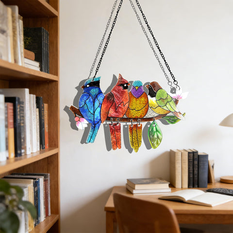 DASTOLL sunlit hummingbird suncatcher enhances window color in daylight