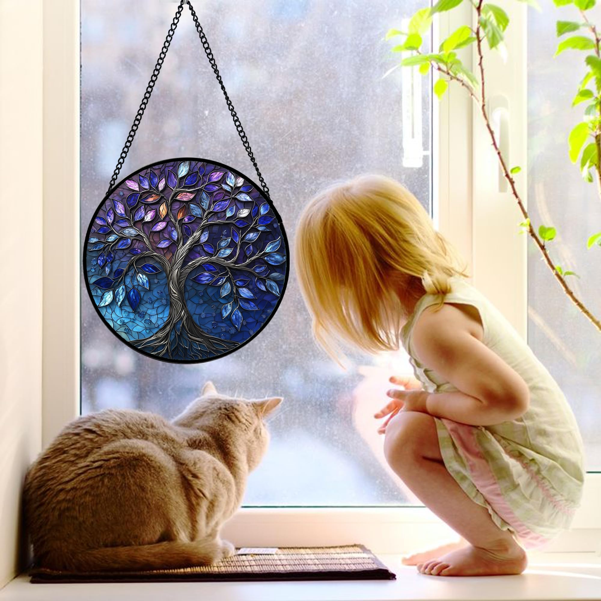 DASTOLL UV-printed diamond glass sun catcher seen in natural light