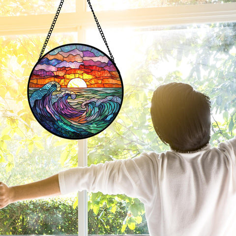 DASTOLL UV-printed glass suncatcher beams color from sunlight
