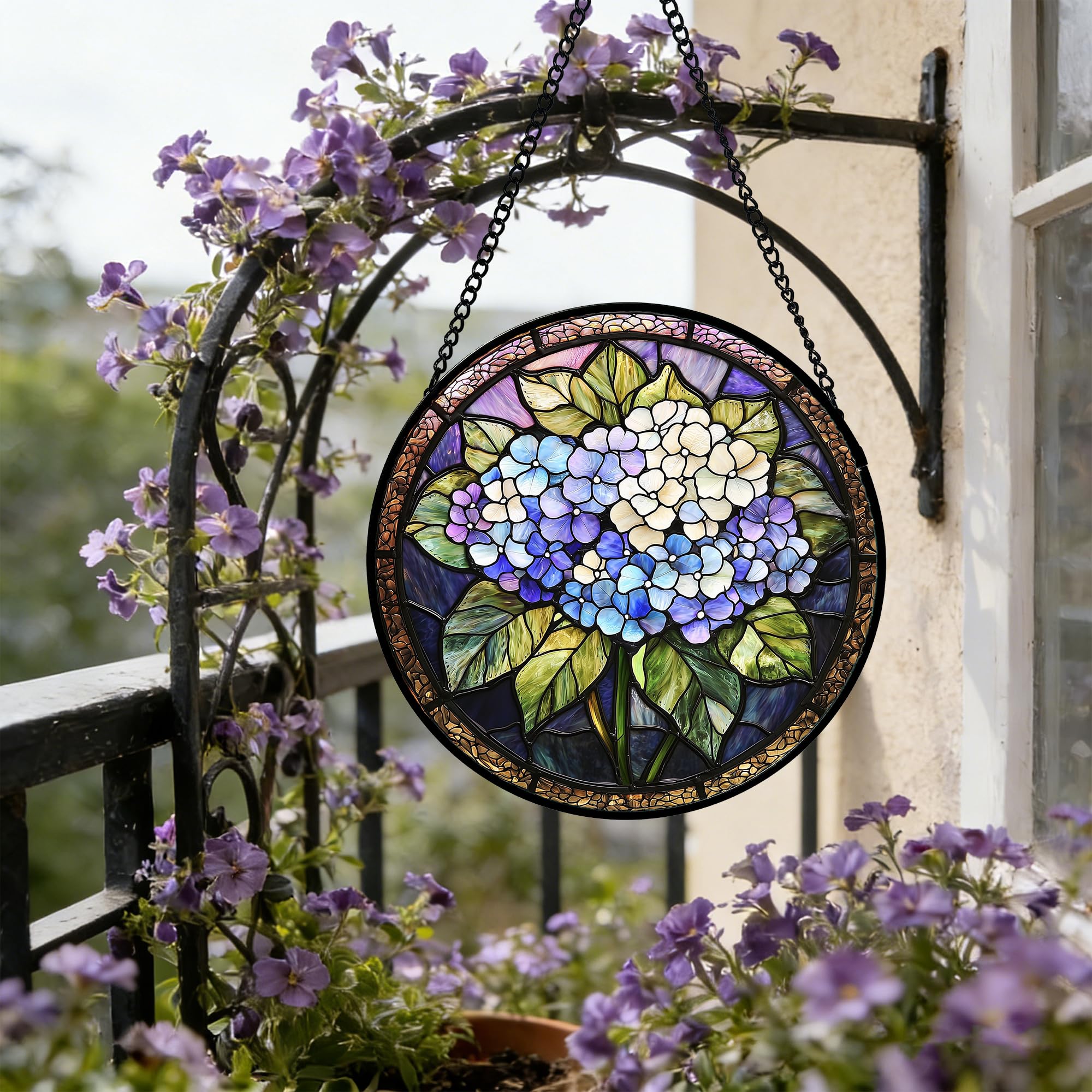 DASTOLL vibrant hydrangea glass panel enhances home decor