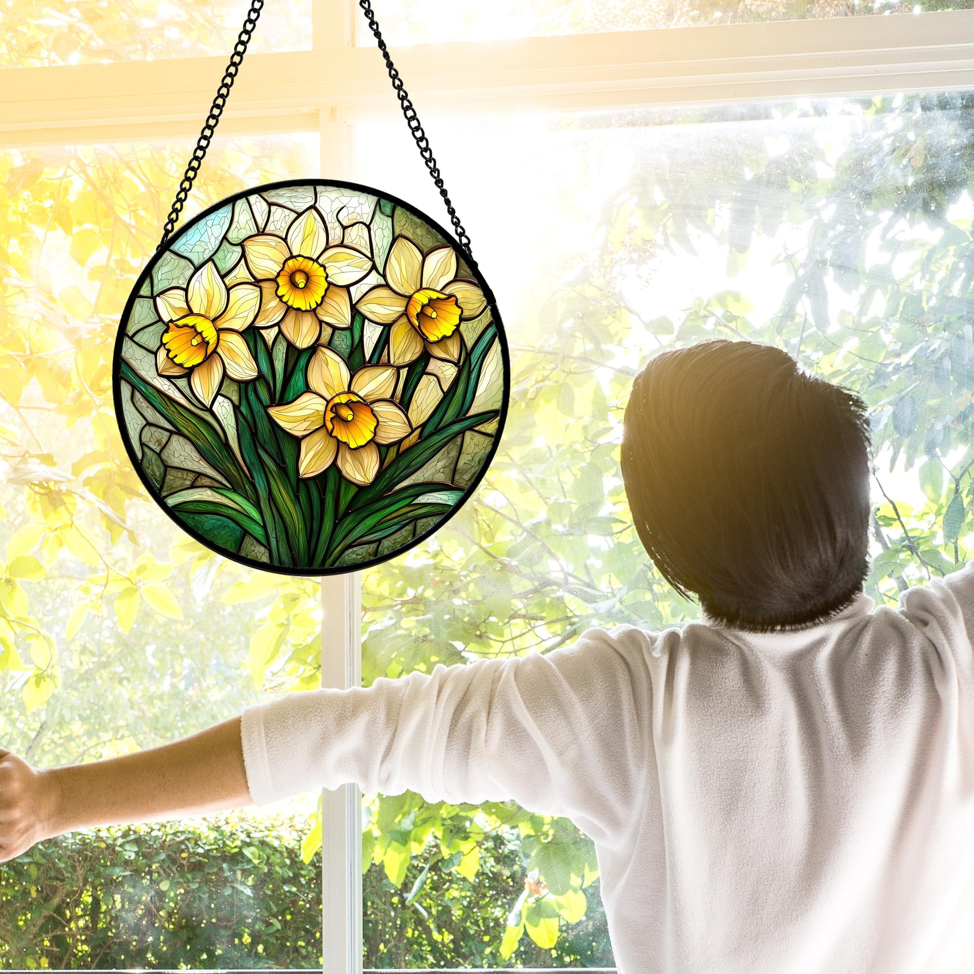 DASTOLL window decor featuring daffodil suncatcher for bright spaces.