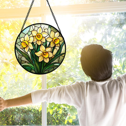 DASTOLL window decor featuring daffodil suncatcher for bright spaces.