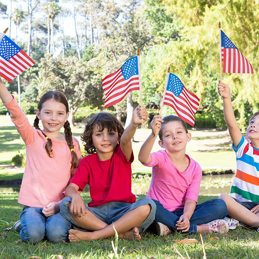 Datconect American flag on a stick with 5x8 inch flag for durable indoor or outdoor decor.