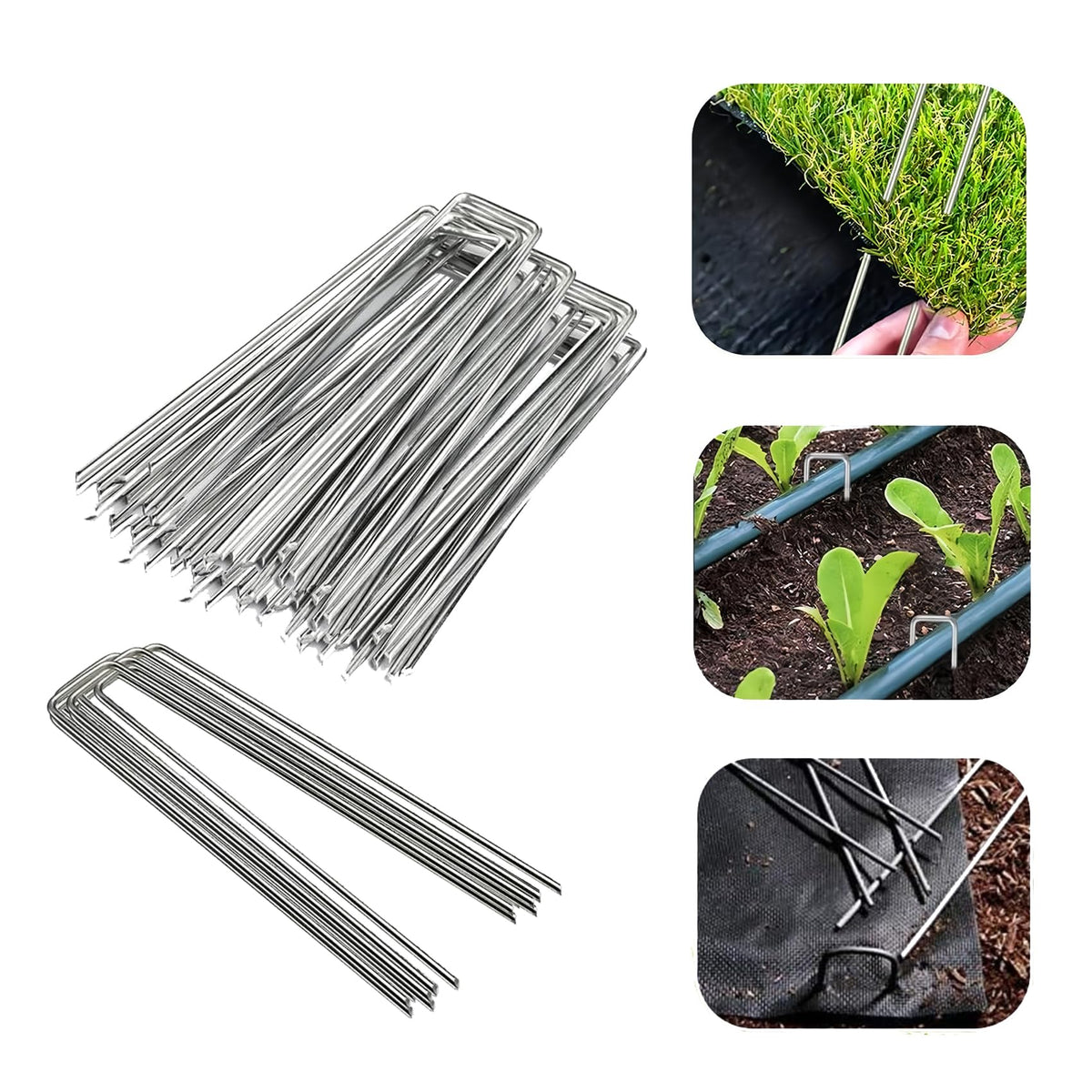 DaTpuik 50-pack garden staples – overview, durable and ready for versatile landscaping tasks.