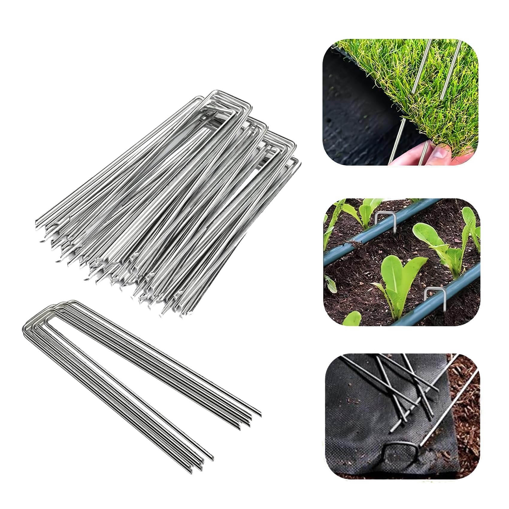 DaTpuik 6-inch galvanized stakes anchor turf and weed barriers with rust-resistant strength.