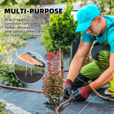 DaTpuik sharp-end garden pins offer strong anchoring in tough soils.