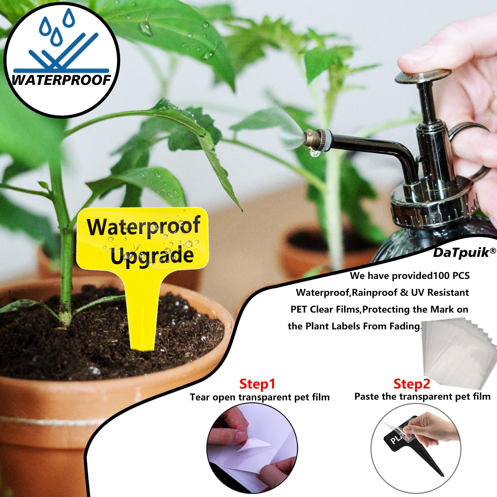 DaTpuik thick durable plant tags provide clear, reusable garden markers.