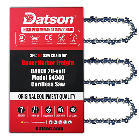 DatsenAAA 3pc replacement 10in saw chain ready for quick installation and consistent cuts.