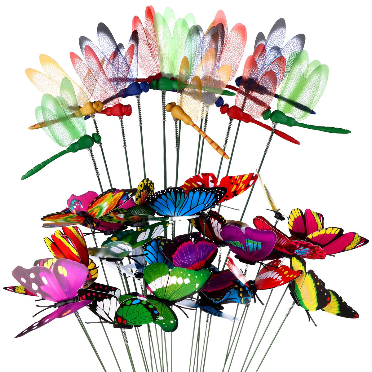 DAVAXI 3D dragonfly garden stake adds color to outdoor spaces.