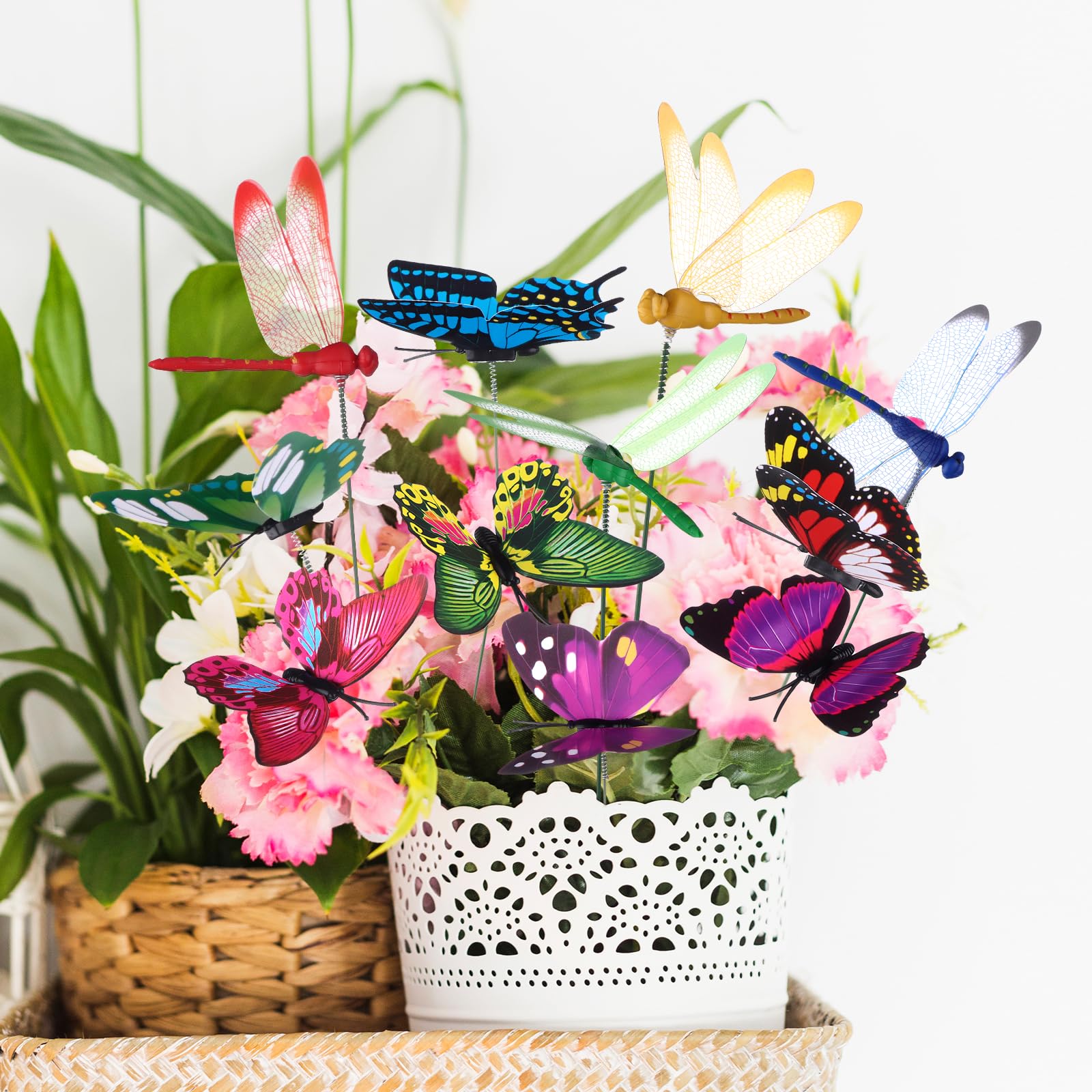DAVAXI 3D butterfly stake decoration for indoor pots.