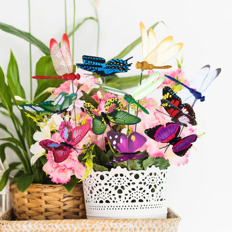DAVAXI 3D butterfly stake decoration for indoor pots.