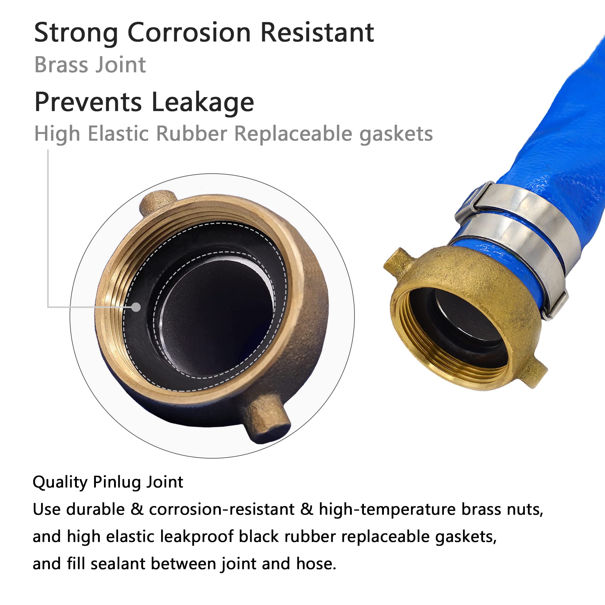 DAVCO aluminum pin lug connectors on a 1-inch hose for durable sealing