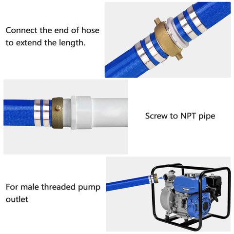 DAVCO sump pump discharge hose extended to show long reach