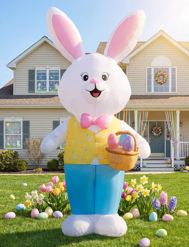 Dawdix 14ft giant Easter bunny inflatable for eye-catching yard display.