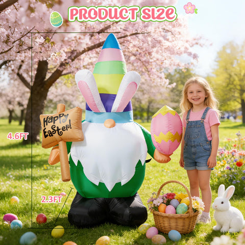 Dawdix bunny ears eggs LED ornament adds a bright night garden display.