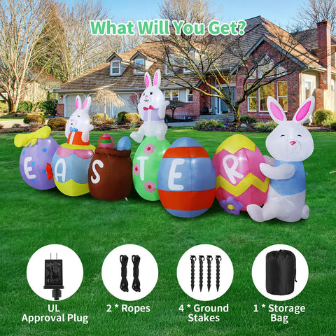 Dawdix Easter inflatable includes stakes ropes and water bags for stability