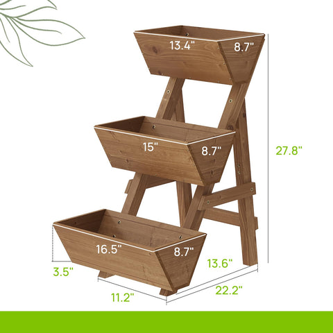 Dawnyard 3-Tier planter brown top view highlights sunlight access for plants