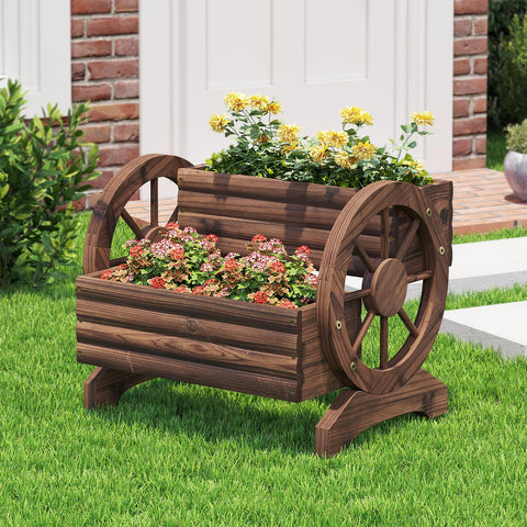 Dawnyard wooden wagon planter assembly parts enable quick setup