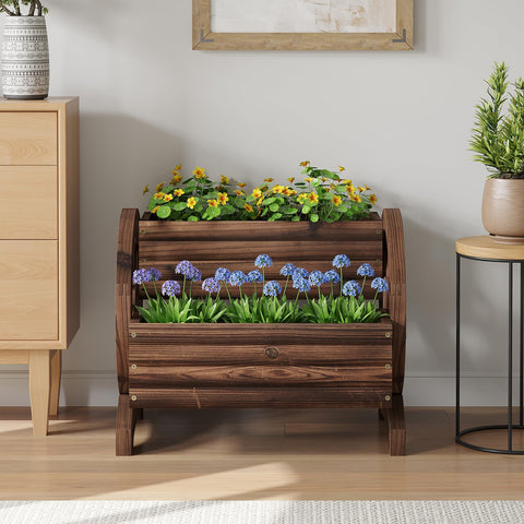 Dawnyard wooden wagon planter as garden decor elevates outdoor spaces