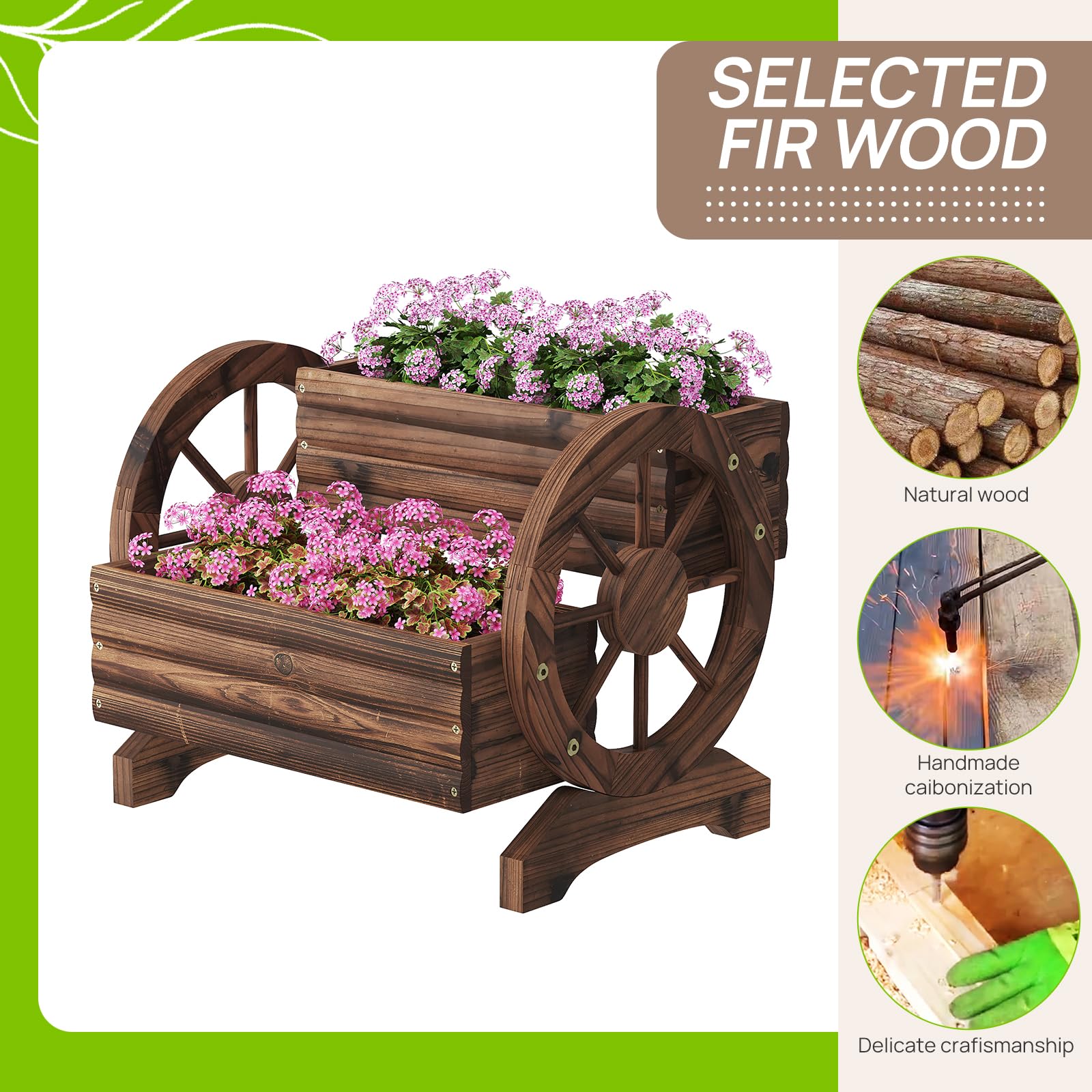 Dawnyard wagon planter with plants demonstrates versatile use for herbs or succulents