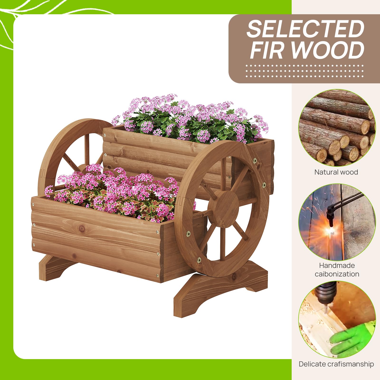 Dawnyard carbonized wagon planter with succulents and herbs.