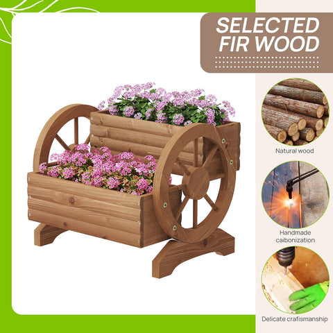 Dawnyard carbonized wagon planter with succulents and herbs.