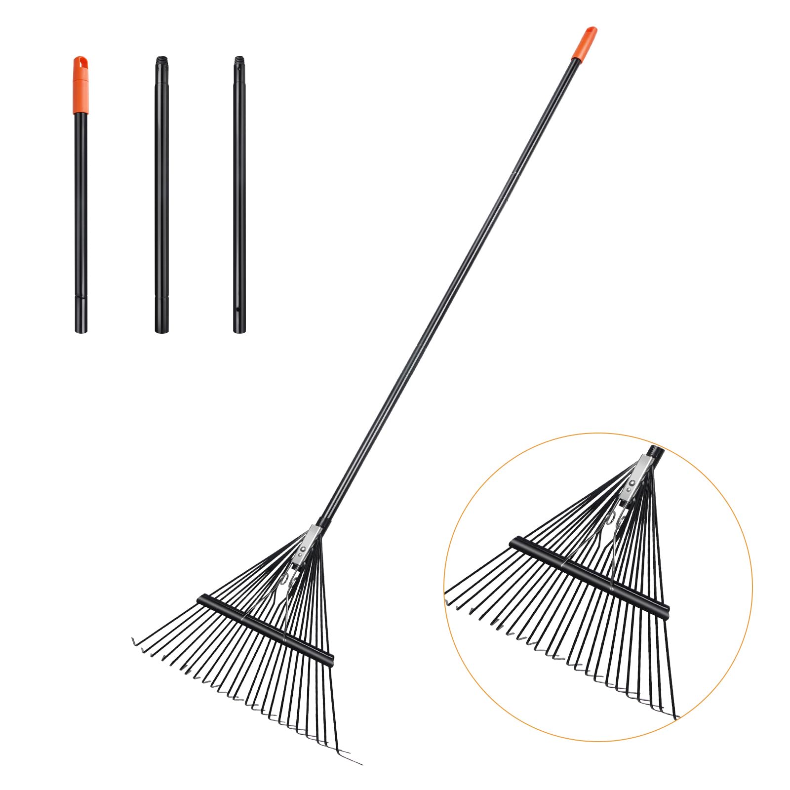 Daxguard 46 HRC steel leaf rake with 24 tines for durable lawn cleanup.