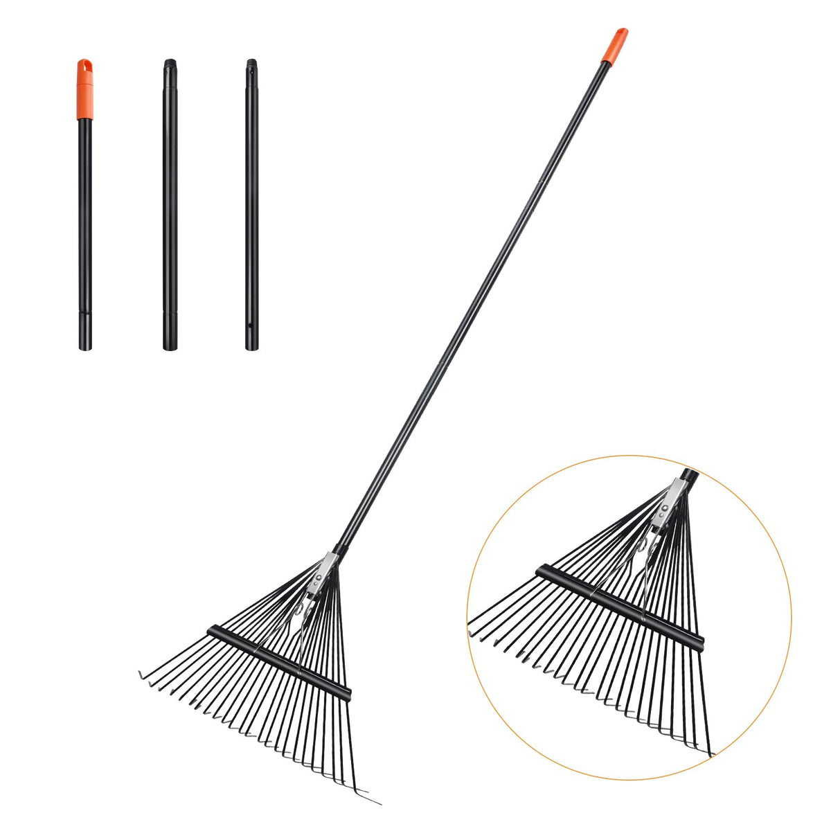Daxguard 46 HRC steel leaf rake with 24 tines for durable lawn cleanup.