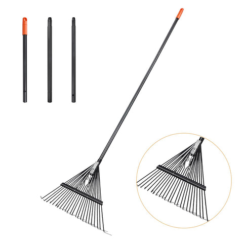 Daxguard 46 HRC steel leaf rake with 24 tines for durable lawn cleanup.