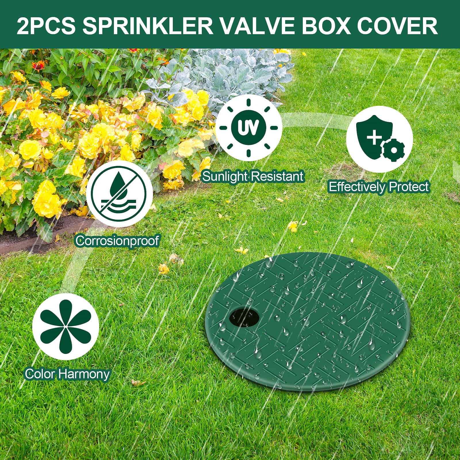Dayker two-piece sprinkler box lids keep irrigation connections clean.