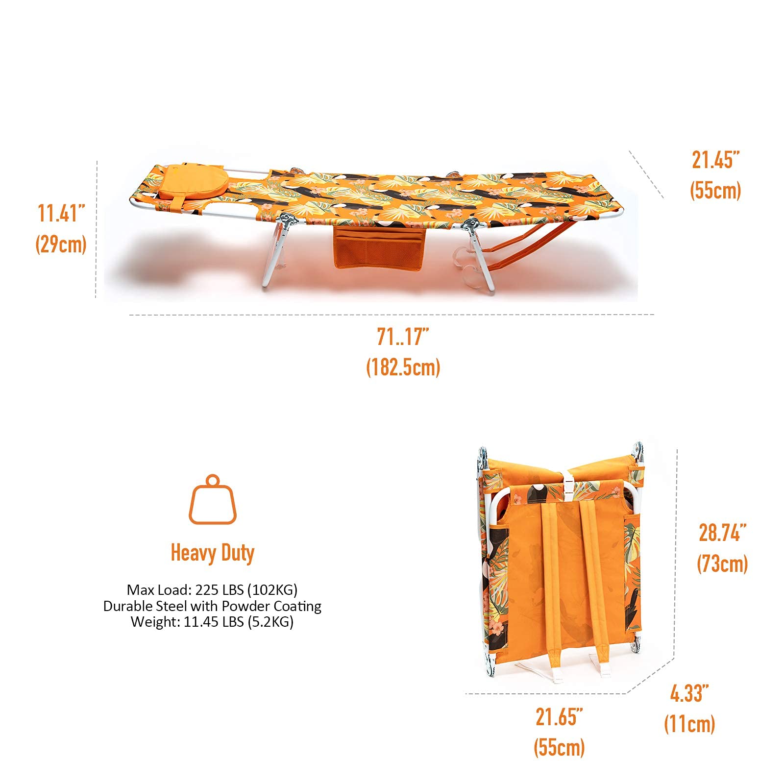 Daystar SunnyFeel lounge folds compactly for easy transport and storage.