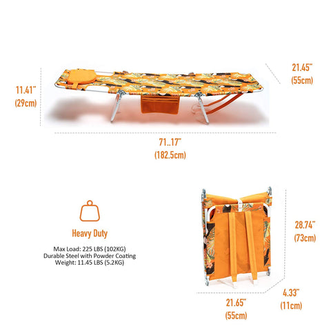 Daystar SunnyFeel lounge folds compactly for easy transport and storage.
