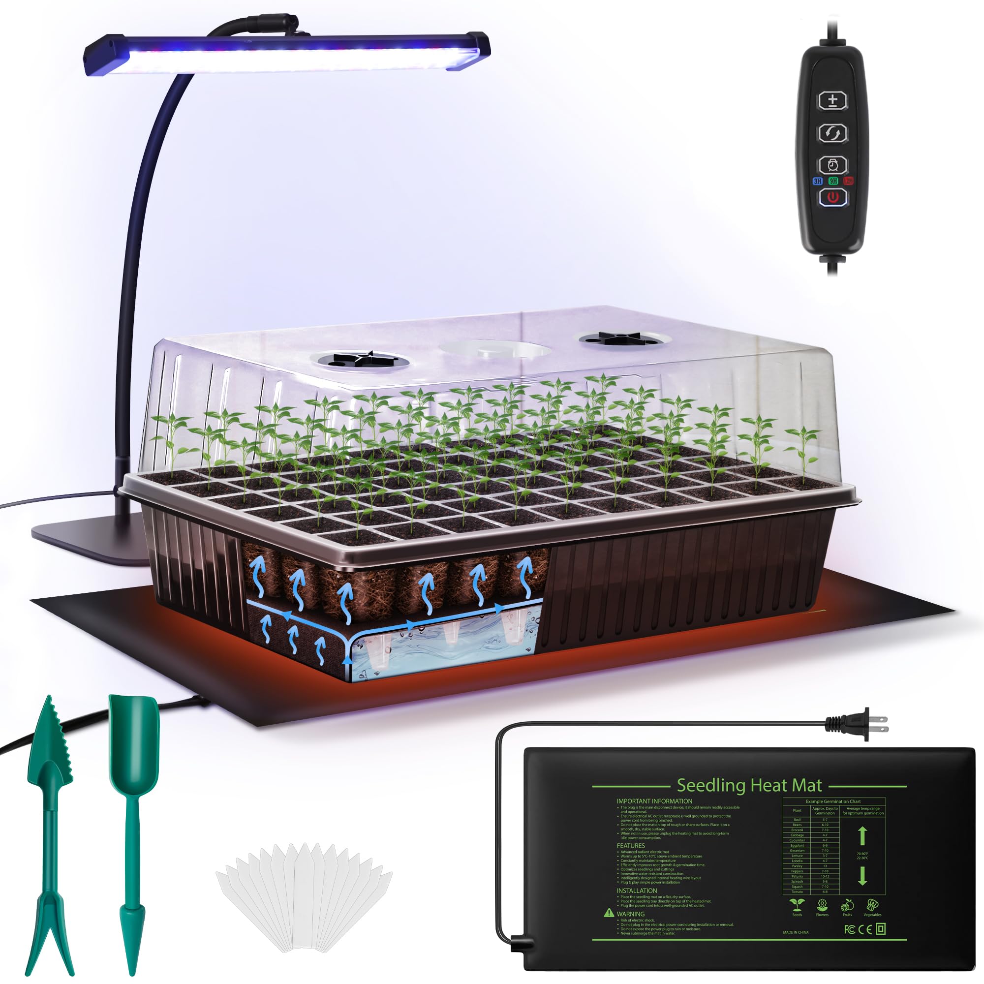 DazSpirit 60-cell seed starter tray for even germination and easy water management.