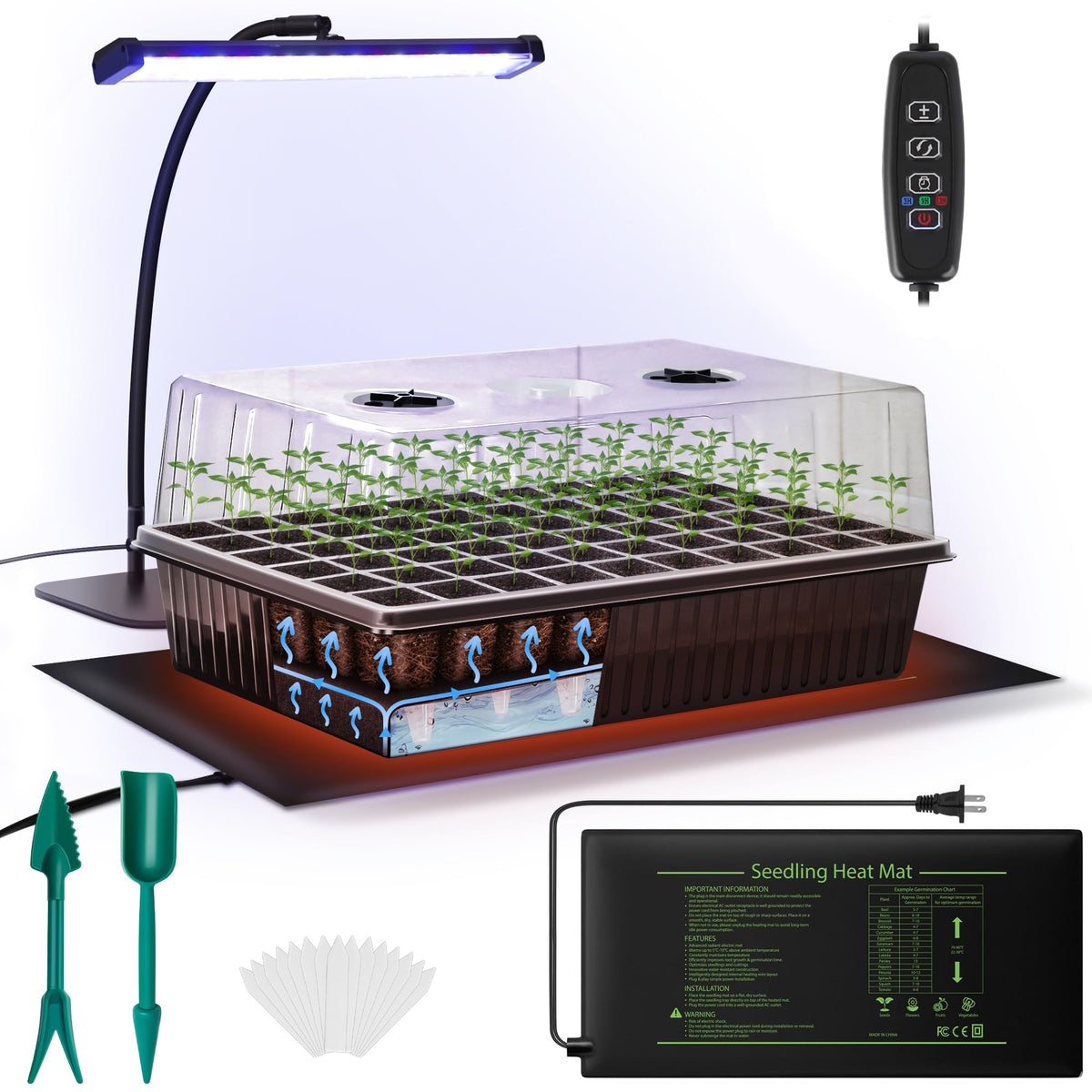 DazSpirit 60-cell seed starter tray for even germination and easy water management.